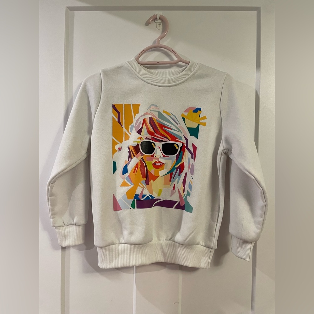 Graphic Print White Sweater